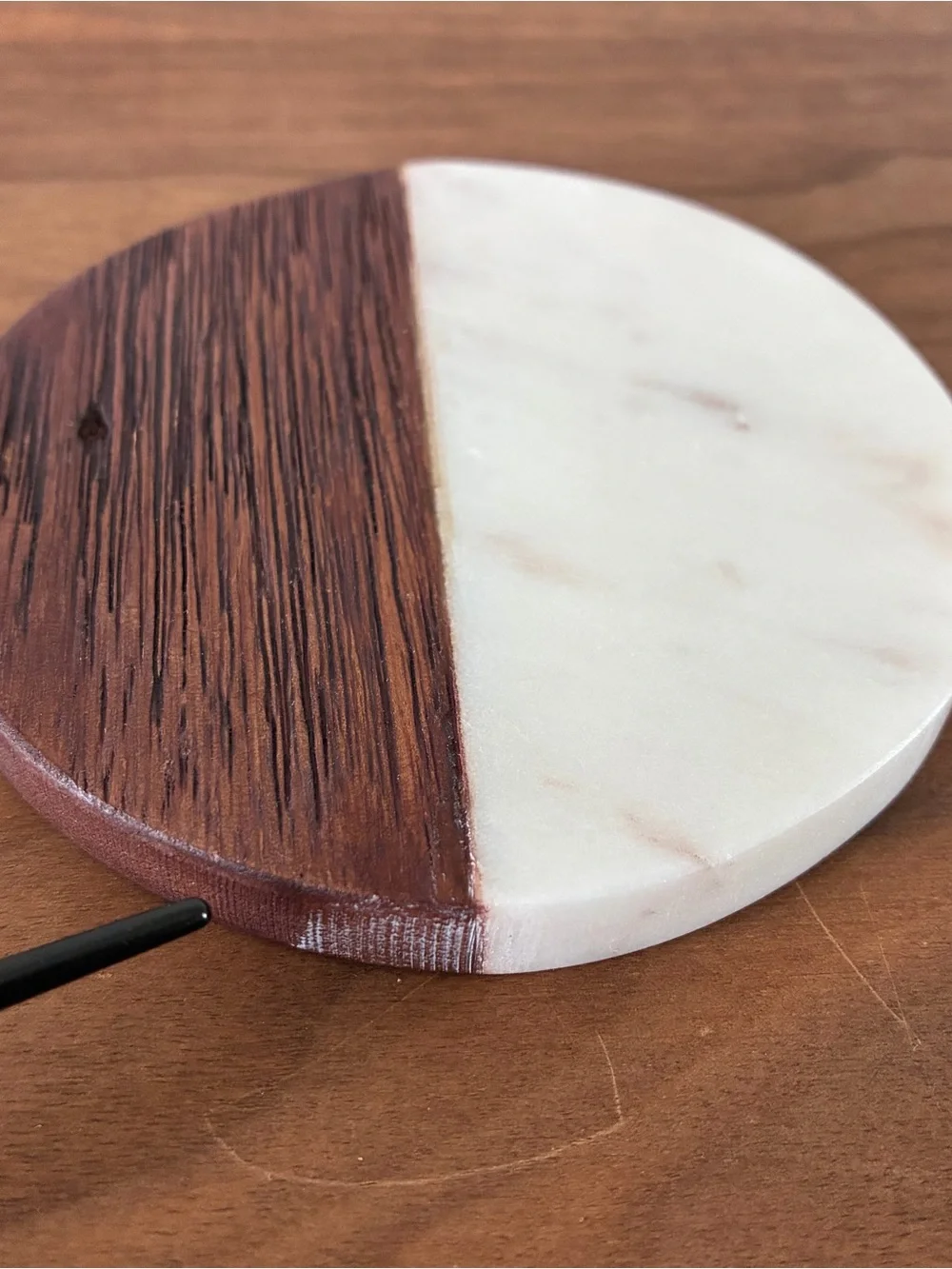 Wood & Marble Coasters Set of 4 MCM Boho